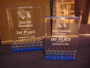 Copper Bella awards Copper Bella 1st Place Overall CHampion and 1st Place Small Business Division trophies