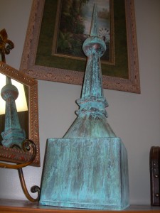 Old Chicago finial with verdigris finish